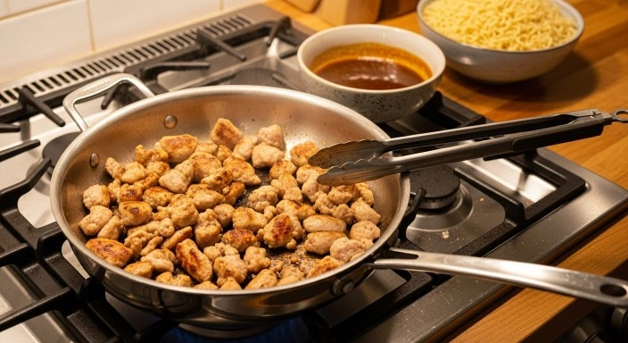 Spicy ground chicken noodles